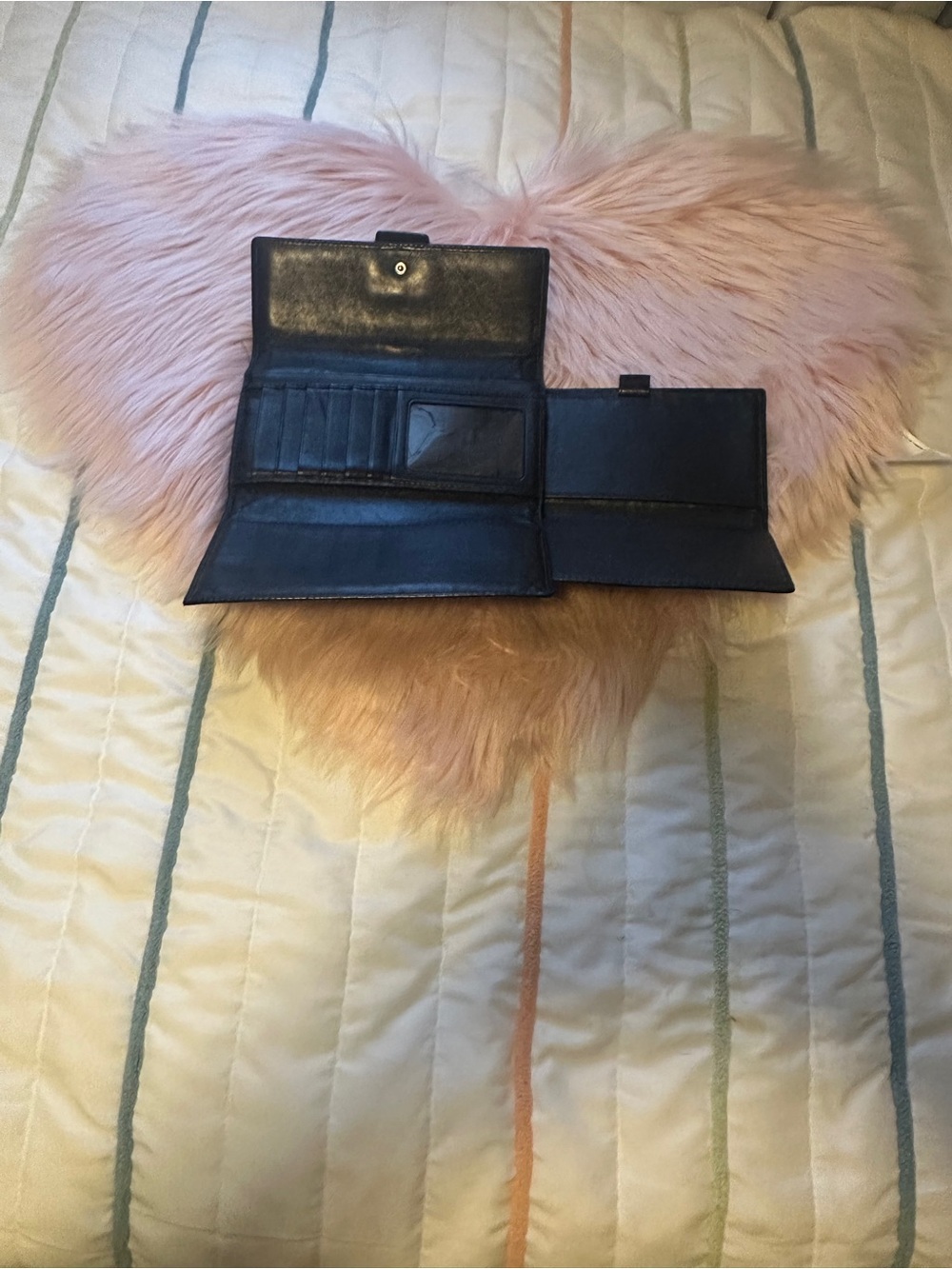 Coach Black Leather Fold Wallet with Card Slots